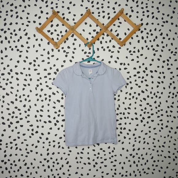 Gap Light Blue Peter Pan Collar Girls Polo Short Sleeve Shirt - Picture 1 of 6